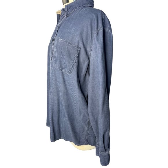 Cambridge Classic Large Blue Men’s Button up Corduroy, Long Sleeve Collar Pocket - Picture 2 of 13